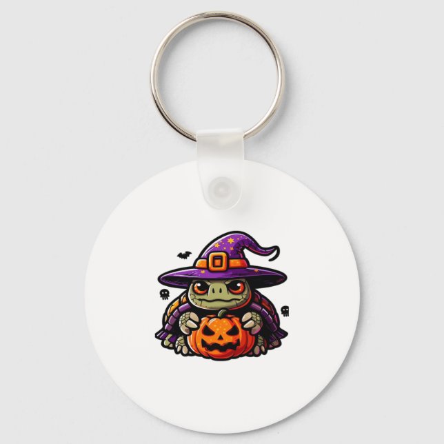 Halloween Tortoise Turtle Witch Hat Costume Spooky Key Ring (Front)