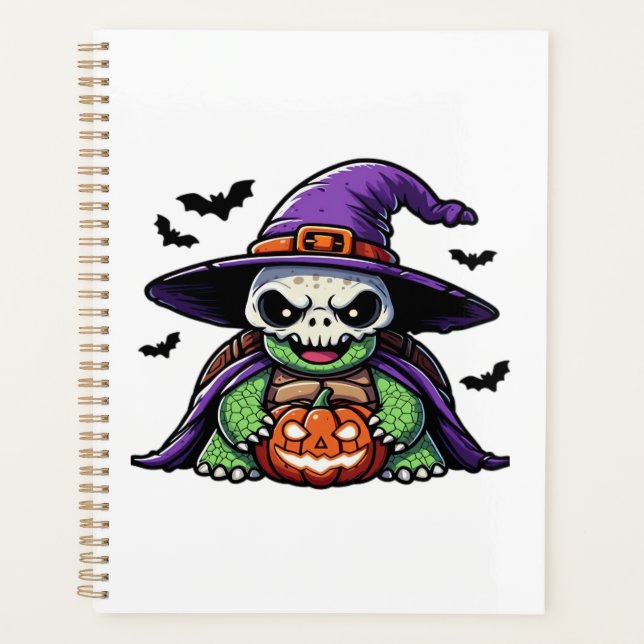 Halloween Tortoise Turtle Witch Hat Costume Spooky Planner (Front)