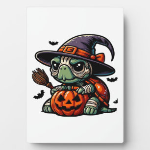 Halloween Tortoise Turtle Witch Hat Costume Spooky Plaque