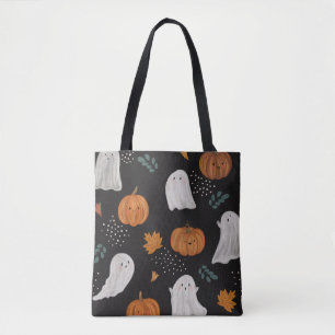 Halloween Tote Bag –Ghosts, Pumpkins & Fall Leaves
