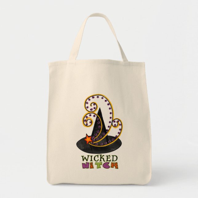 Halloween Tote Bag with Witches Hat (Front)