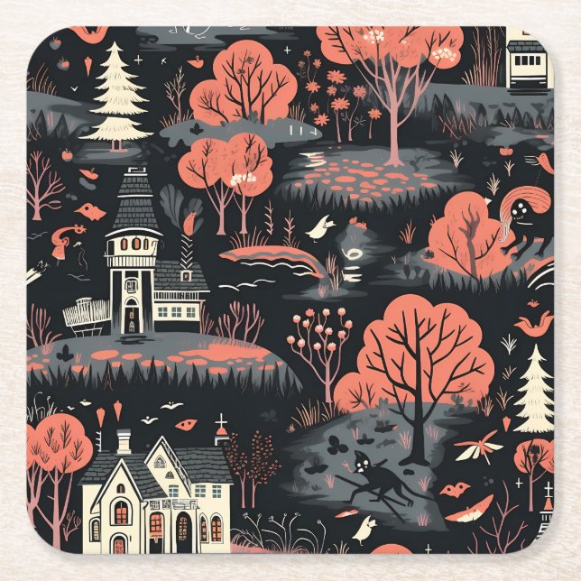 Halloween Town 4  Square Paper Coaster (Front)