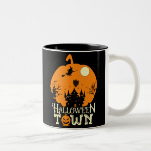 Halloween Town – Haunted House - Pumpkin & Moon Two-Tone Coffee Mug