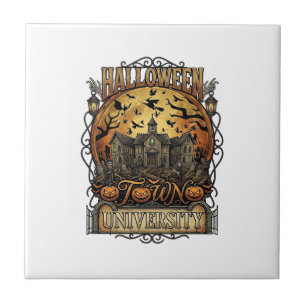 Halloween Town University Haunted Mansion Spooky C Ceramic Tile