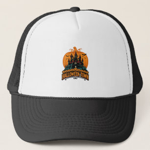 Halloween Town Vintage Haunted Castle Pumpkin Desi Trucker Hat