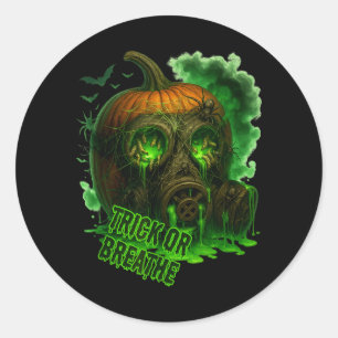 Halloween Toxic Pumpkin Gas Mask Scary Creepy Classic Round Sticker