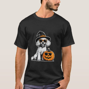 Halloween Toy Poodle Funny Dog Sunglasses Pumpkin T-Shirt