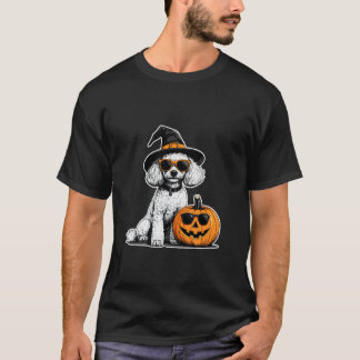 Halloween Toy Poodle Funny Dog Sunglasses Pumpkin  T-Shirt