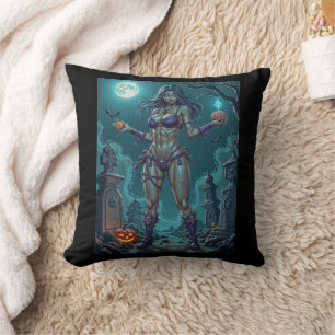 Halloween Treat or Zombie Girlfriend w Brains Cushion