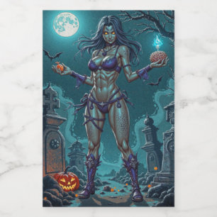 Halloween Treat or Zombie Girlfriend w Brains Food Label