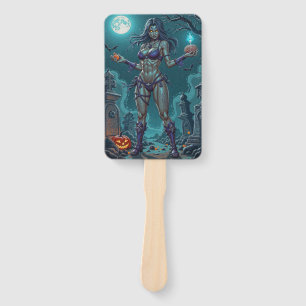 Halloween Treat or Zombie Girlfriend w Brains Hand Fan