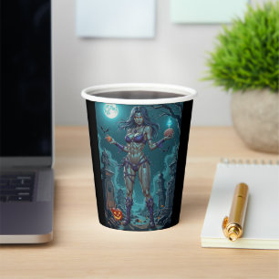 Halloween Treat or Zombie Girlfriend w Brains Paper Cups