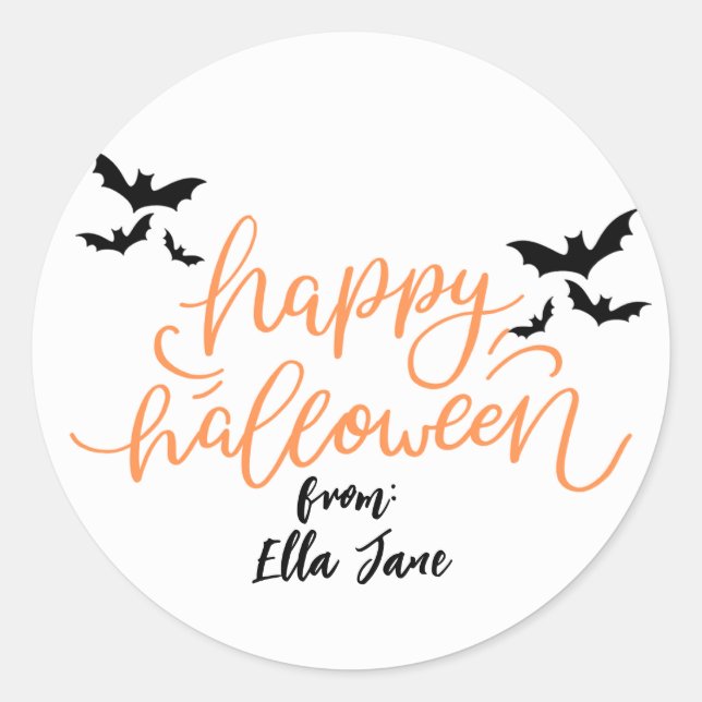 Halloween Treat Stickers, Label, Simple Classic Round Sticker (Front)