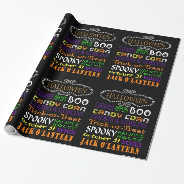 Halloween Treats And Frights Wrapping Paper (Unrolled)