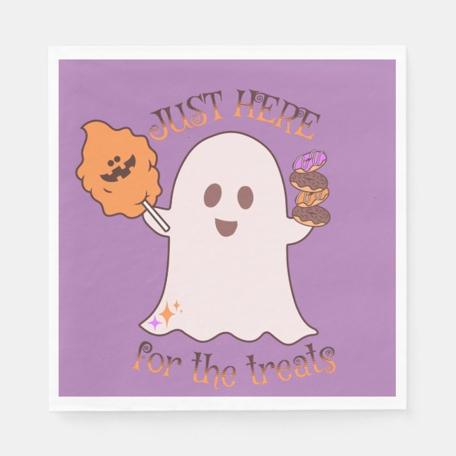 Halloween Treats Ghost and Sweets Party Napkin (Front)