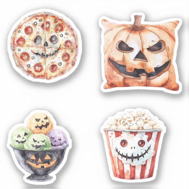 Halloween Treats Popcorn Pizza Ice Cream Pumpkin  (Front)
