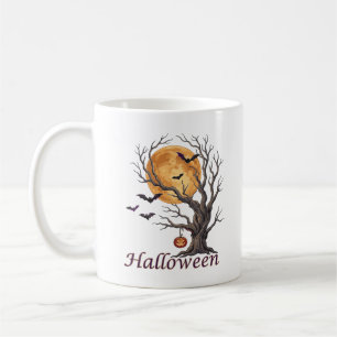 Halloween Tree and Pumpkin Jack-o'-Lantern Coffee Mug