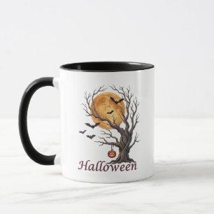 Halloween Tree and Pumpkin Jack-o'-Lantern Mug