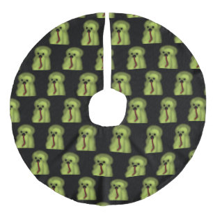 Halloween Tree Skirt Green Red Ghost Haunting Boo