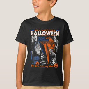 Halloween Trick Is To Stay Alive Collage Retro Hor T-Shirt