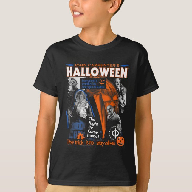 Halloween Trick Is To Stay Alive Collage Retro Hor T-Shirt (Front)