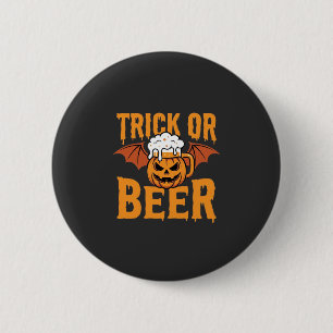 Halloween Trick or Beer Pumpkin Bat Graphic 6 Cm Round Badge