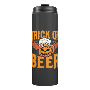 Halloween Trick or Beer Pumpkin Bat Graphic Thermal Tumbler