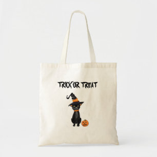 Halloween trick or treat bag black cat and pumpkin