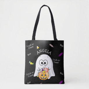 Halloween Trick or Treat Bag with Ghost & Pumpkin