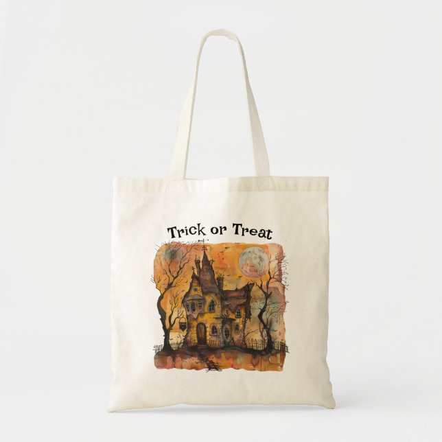 Halloween Trick or Treat Bag with Haunted House (Front)