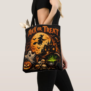 Halloween Trick or Treat Black and Orange Tote Bag