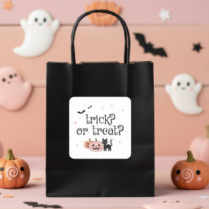 Halloween Trick or Treat Black Cat Motif ID1325 Square Sticker