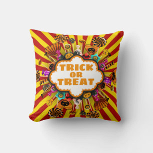 Halloween Trick or Treat Candy and sweets. Autumn  Cushion