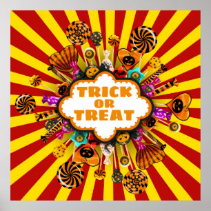 Halloween Trick or Treat Candy and sweets. Autumn Poster