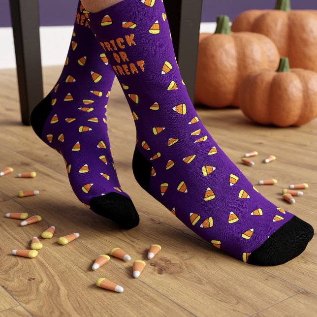 Halloween Trick or Treat Candy Corn Pattern Socks (Treat your feet to the sweetest Halloween delight!)