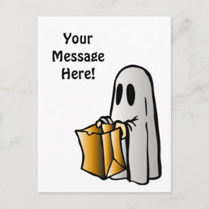 Halloween Trick or Treat Candy Ghost Postcard