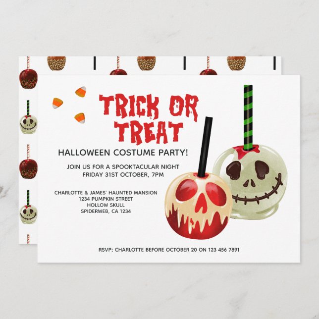 Halloween Trick or Treat Candy Skull Invitation (Front/Back)