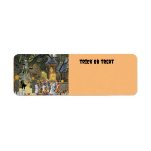 Halloween trick or treat children return address label