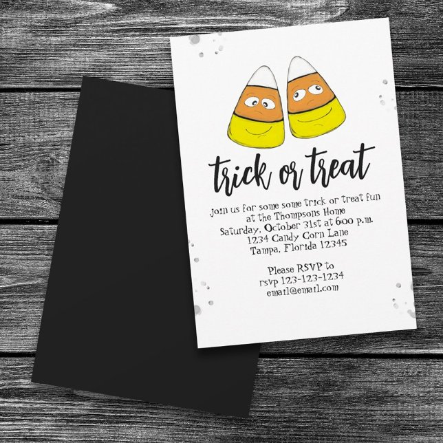 Halloween Trick Or Treat Cute Candy Corn Simple Invitation (Creator Uploaded)