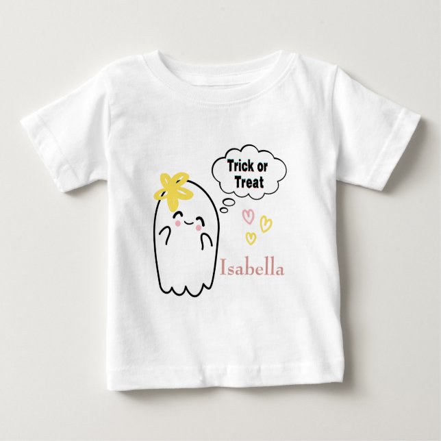 Halloween Trick or Treat Cute Ghost Baby T-Shirt (Front)