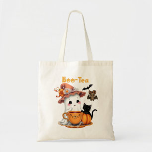 Halloween Trick or Treat Cute Ghost Cat Bat Tote Bag