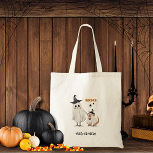 Halloween Trick or Treat Ghost Dog Personalised Tote Bag