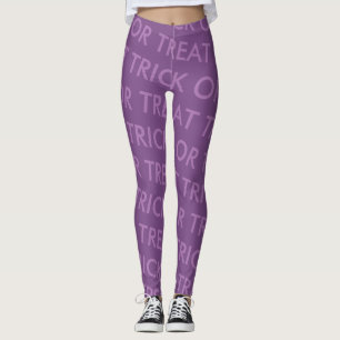 HALLOWEEN TRICK OR TREAT GRAPHIC PURPLE LEGGINGS