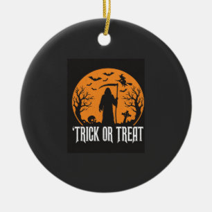 Halloween Trick or Treat Grim Reaper Design_1 Ceramic Ornament