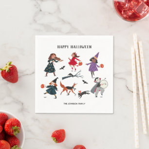 Halloween trick or treat kids holiday napkin