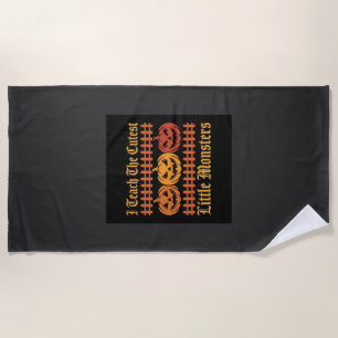 Halloween Trick Or Treat Little Monsters Pumpkin D Beach Towel