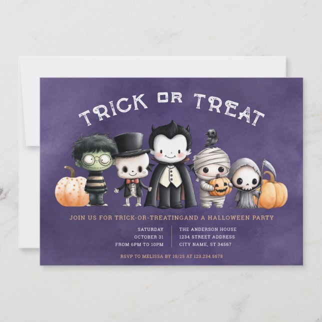Halloween Trick or Treat Party Invitation (Front)