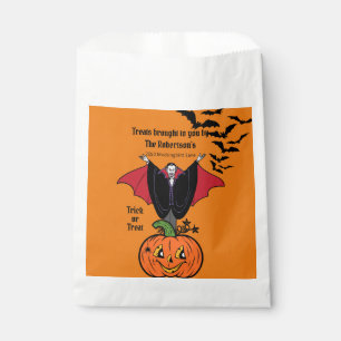 Halloween Trick or Treat Personalise Name Fun Favour Bag