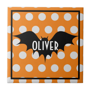 Halloween trick or treat personalised monogram ceramic tile