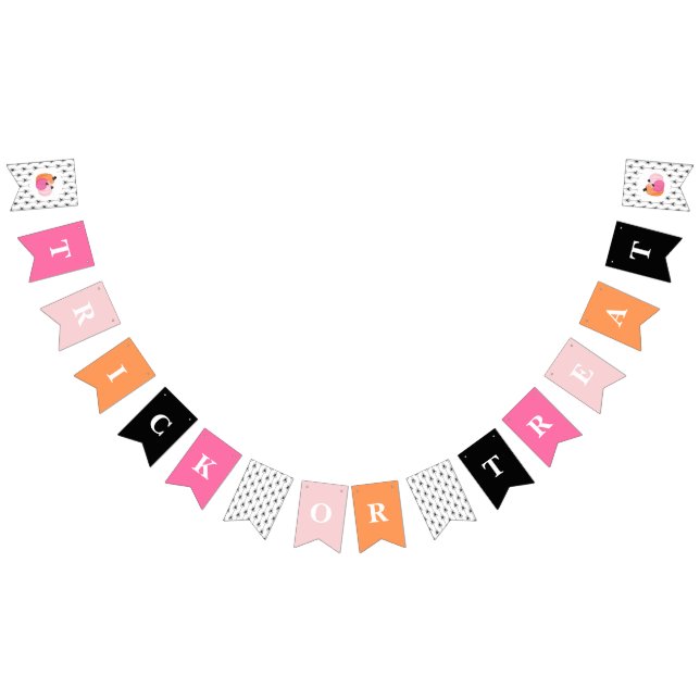 Halloween TRICK OR TREAT Pink Pumpkins and spiders Bunting (All)